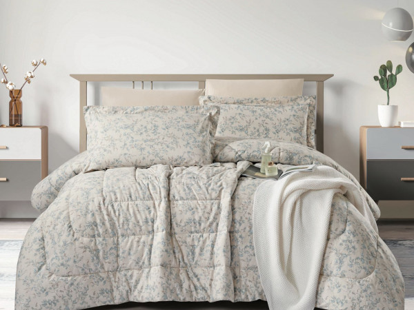 100% Cotton Comforter Set – 4-Piece Single Bed Bedding