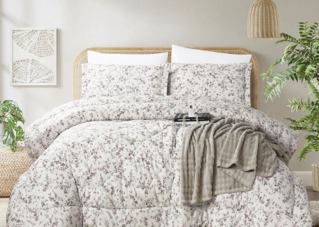 100% Cotton Comforter Set – 4-Piece Single Bed Bedding