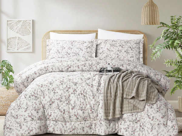 100% Cotton Comforter Set – 4-Piece Single Bed Bedding