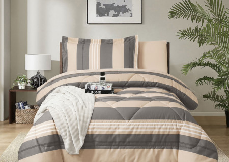 100% Cotton Comforter Set – 4-Piece Single Bed Bedding