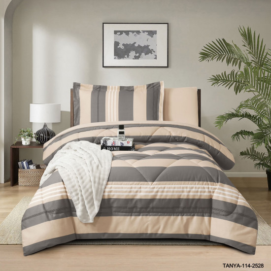 100% Cotton Comforter Set – 4-Piece Single Bed Bedding