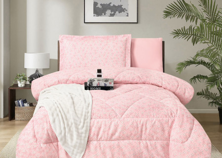 100% Cotton Comforter Set – 4-Piece Single Bed Bedding