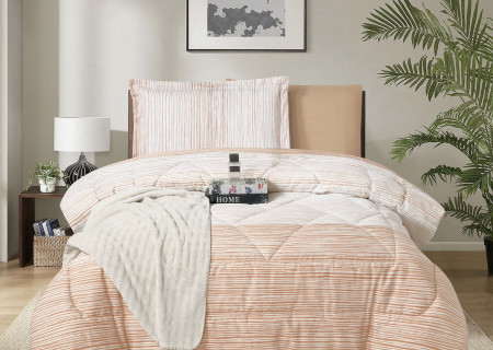 100% Cotton Comforter Set – 4-Piece Single Bed Bedding