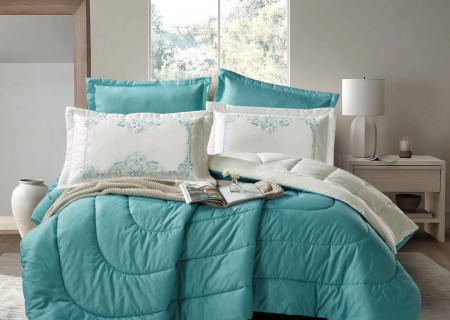 6PCS  Comforter Set with 2 Pillows Embroidered