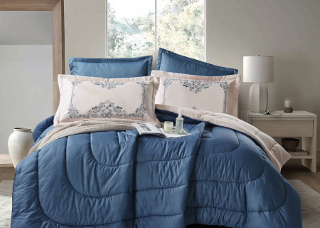 6PCS  Comforter Set with 2 Pillows Embroidered