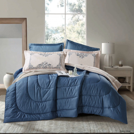 6PCS  Comforter Set with 2 Pillows Embroidered