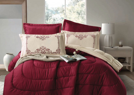 6PCS  Comforter Set with 2 Pillows Embroidered