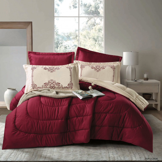 6PCS  Comforter Set with 2 Pillows Embroidered