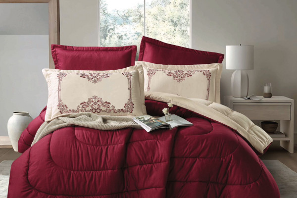 6PCS  Comforter Set with 2 Pillows Embroidered