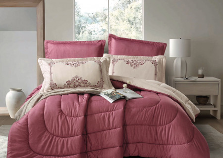 6PCS  Comforter Set with 2 Pillows Embroidered