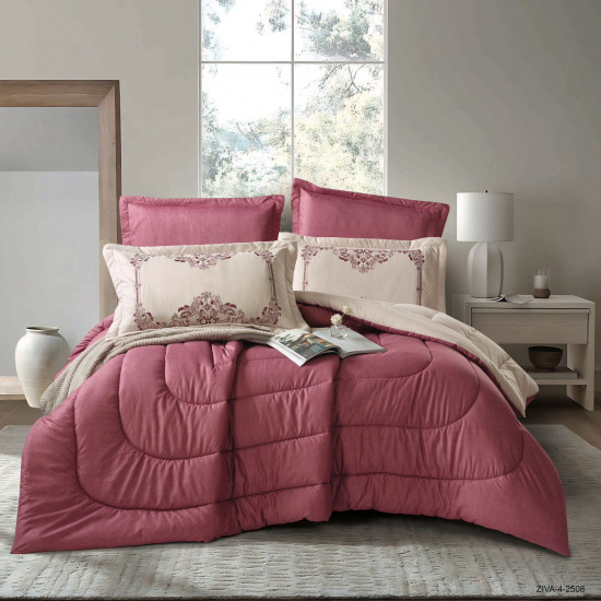 6PCS  Comforter Set with 2 Pillows Embroidered