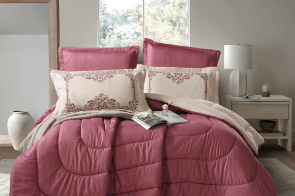 6PCS  Comforter Set with 2 Pillows Embroidered