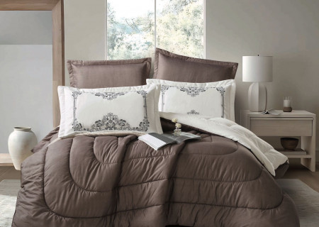 6PCS  Comforter Set with 2 Pillows Embroidered