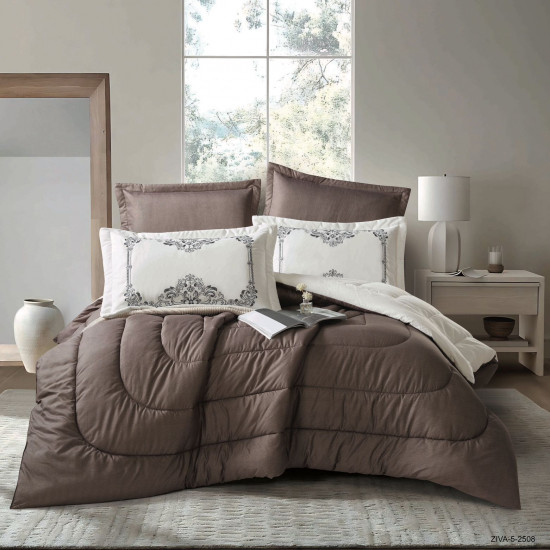 6PCS  Comforter Set with 2 Pillows Embroidered