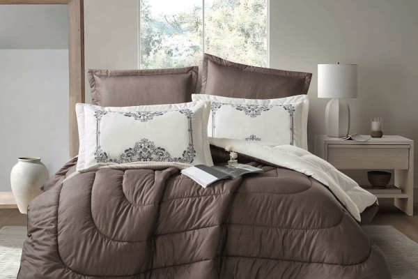 6PCS  Comforter Set with 2 Pillows Embroidered