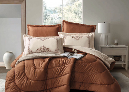 6PCS  Comforter Set with 2 Pillows Embroidered