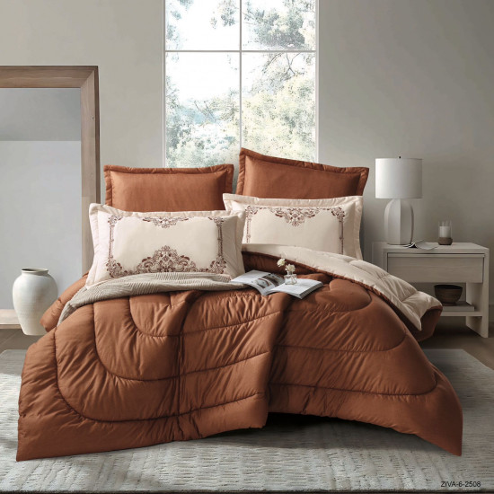 6PCS  Comforter Set with 2 Pillows Embroidered