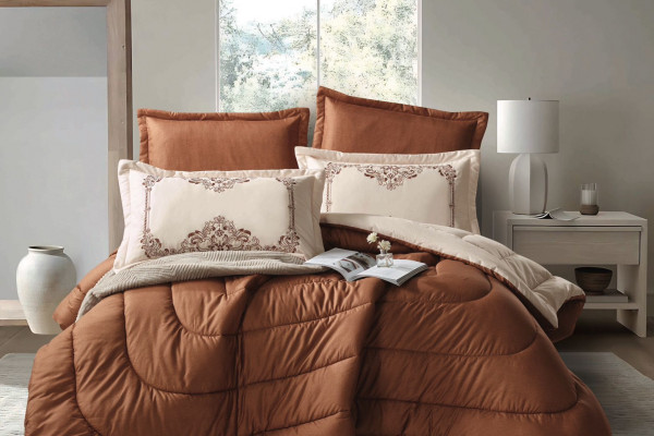 6PCS  Comforter Set with 2 Pillows Embroidered