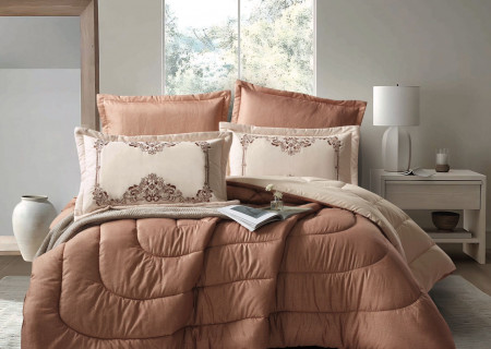 6PCS  Comforter Set with 2 Pillows Embroidered