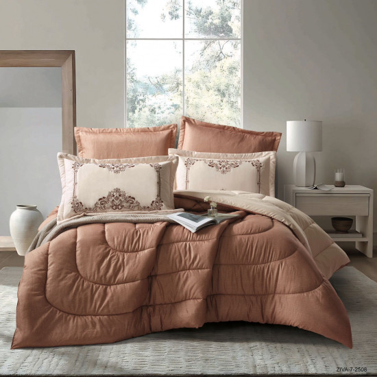 6PCS  Comforter Set with 2 Pillows Embroidered