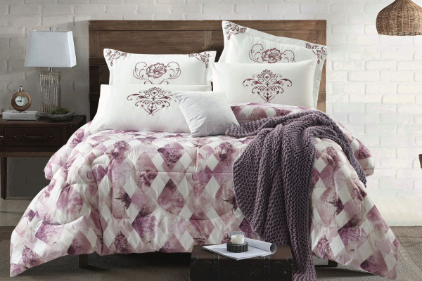 Luxury Embroidered 6-Piece Bedding Set – Comforter, Fitted Sheet & Pillowcases (230x250 cm)