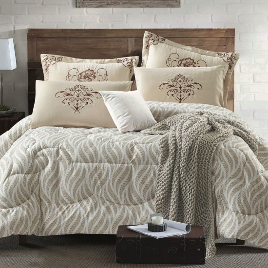 Luxury Embroidered 6-Piece Bedding Set – Comforter, Fitted Sheet & Pillowcases (230x250 cm)